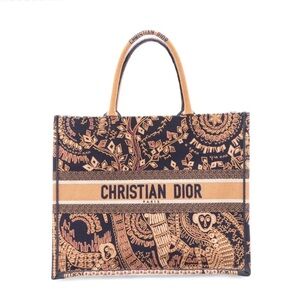 Christian Dior Book Tote - Toile de Jouy Reverse Embroidery "Dior Animals Monkey